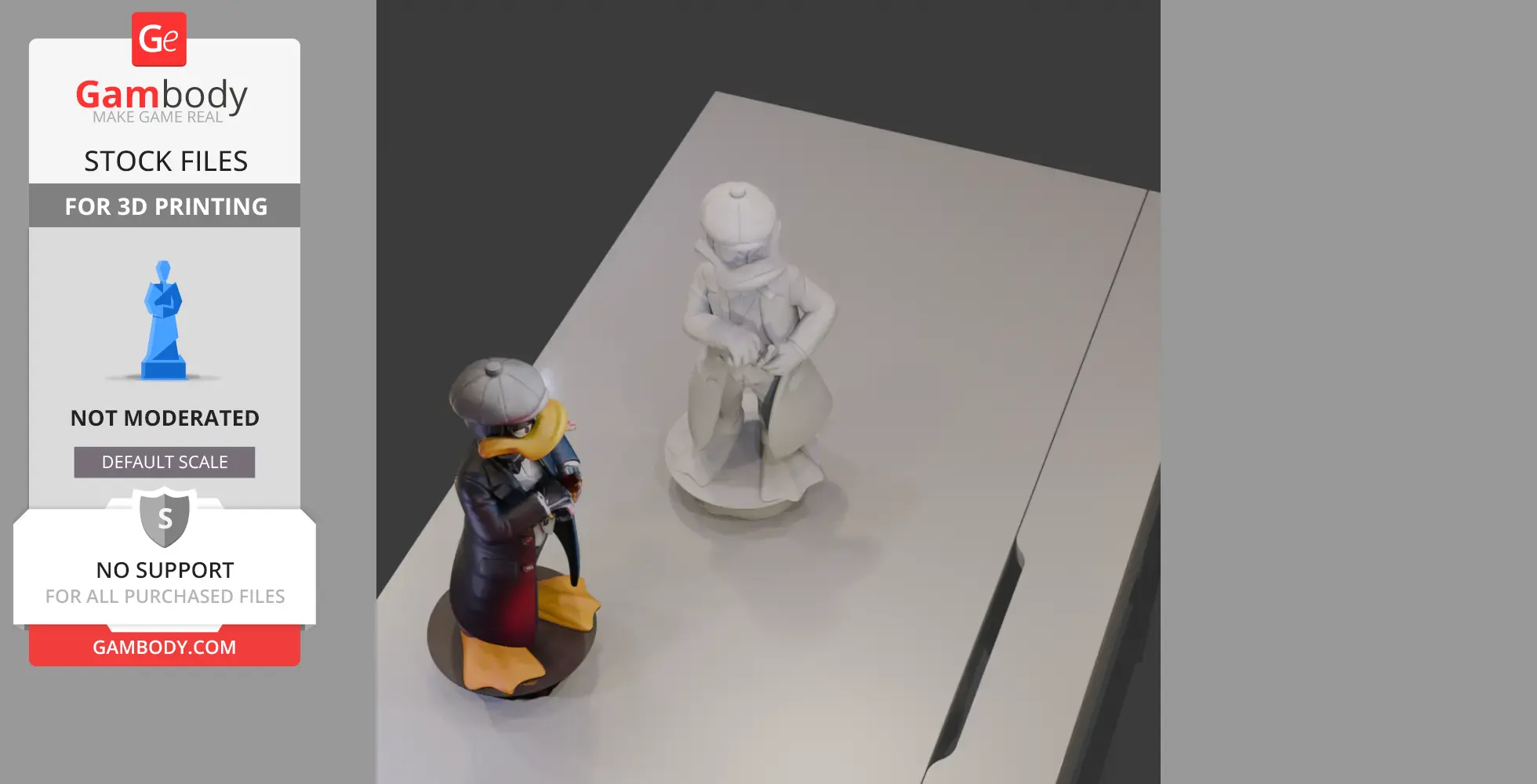 3D model of Daffy Duck as a mobster in a suit and hat, available in color and unpainted versions.