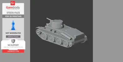 3D model of a detailed tank with turret, tracks, and barrel, for 3D printing.