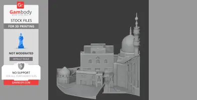 3D model of Ablaq Palace with domes and intricate architectural details for 3D printing.