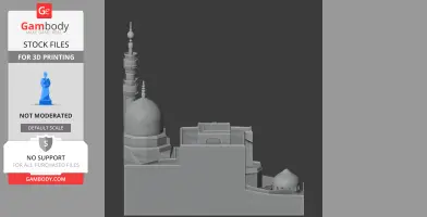 3D model of Ablaq Palace with domes and a tall minaret, designed for 3D printing.