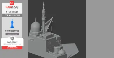 Detailed 3D model of Ablaq Palace with domes and a tall spire for 3D printing.