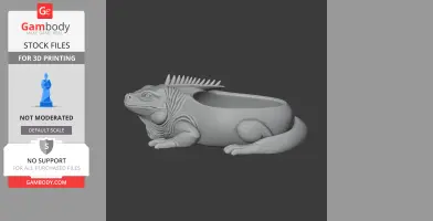 3D model of an iguana-shaped bowl and wall hook, intended for 3D printing.