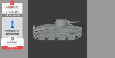 3D model of a detailed tank, showcasing tracks and turret, suitable for 3D printing.