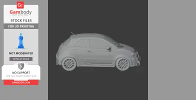 3D model of a compact Abarth car, side view, designed for 3D printing from Gambody.