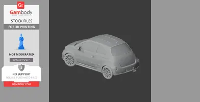3D model of a compact car, rear view, designed for 3D printing.