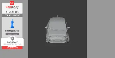 Gray 3D model of a compact Abarth car viewed from the front for 3D printing.