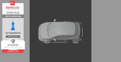 Top view of a detailed 3D model of a compact car, suitable for 3D printing.