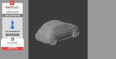 3D model of a compact Abarth car, designed for scale 3D printing, displayed in gray.