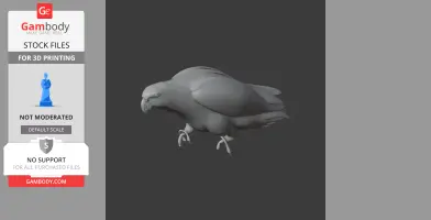 3D model of a stylized African Grey Parrot for 3D printing, showcasing detailed feathers and facial features.
