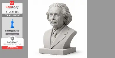 Bust of a historical figure in a suit with detailed hair, designed for 3D printing.