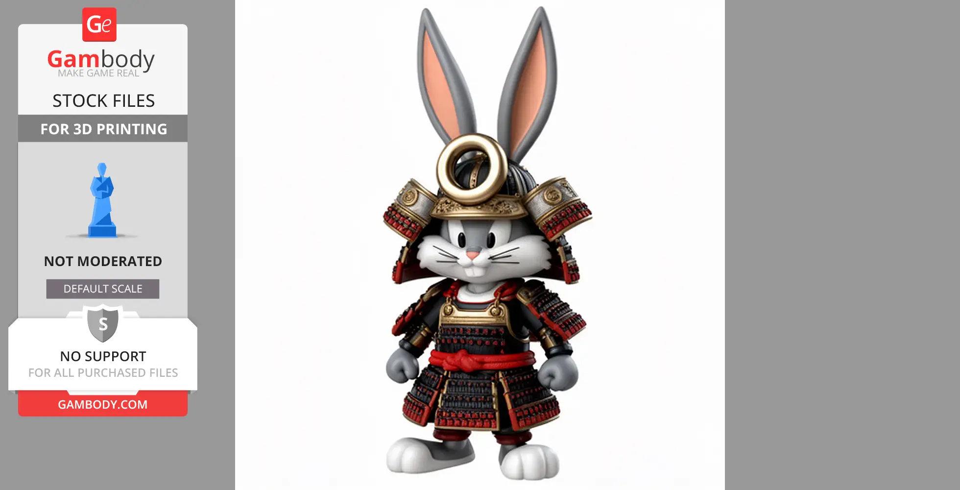 Bugs Bunny Samurai Ring Figure - Mashup Figure STL