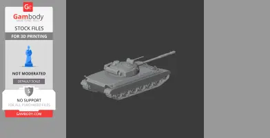 3D model of a heavy tank with detailed turret and cannon, suitable for 3D printing.
