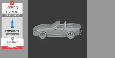 3D model of an Abarth 124 Spider convertible, side view, ready for 3D printing.