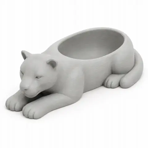 3D model of a jaguar-shaped bowl with a hollow top, used as a decorative wall hook.