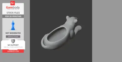 3D model of a jaguar-shaped wall hook with a bowl on its back for holding items.