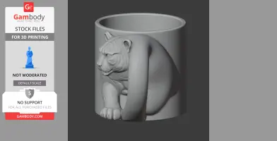 3D model of a mug featuring a jaguar design, with its tail forming the handle.