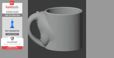 A mug with a jaguar-shaped handle, designed for 3D printing as a wall hook.