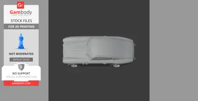 Top view of 3D printed Abarth 205A Berlinetta model in gray, displayed on dark background.