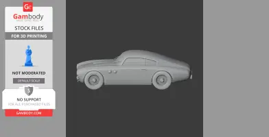 3D model of a classic Abarth 205A Berlinetta car, side view, ready for 3D printing.