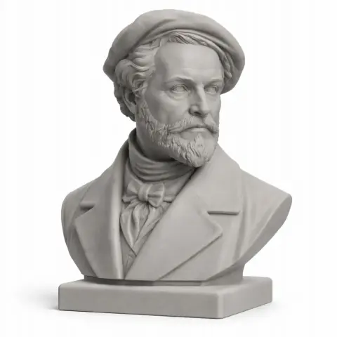 Bust of a bearded man in a hat and coat, detailed and ready for 3D printing.
