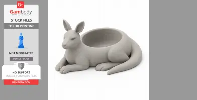 A kangaroo-shaped bowl designed as a 3D printable wall hook.