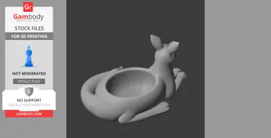 3D model of a kangaroo lying down with a bowl on its back, designed as a wall hook.