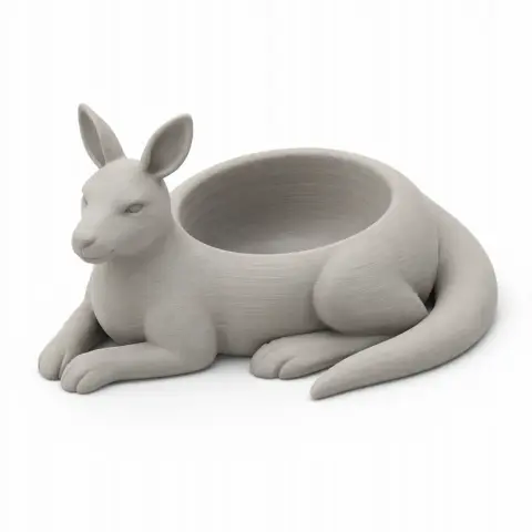 3D model of a kangaroo lying down with a bowl integrated into its back.