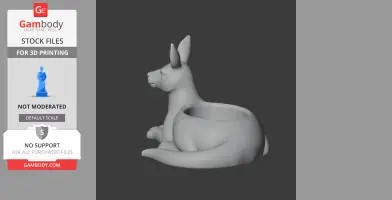 3D model of a kangaroo-shaped bowl with a wall hook design for 3D printing.