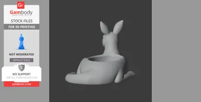 A 3D model of a kangaroo-shaped bowl with large ears, designed as a wall hook.