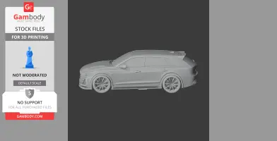 3D model of a sporty car, side view, designed for 3D printing from Gambody.