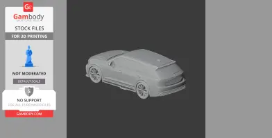 3D model of a sleek, sporty car suitable for 3D printing, shown in a grayscale render.
