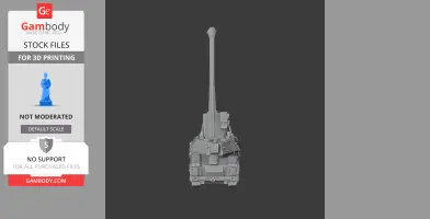 Front view of a 3D model of a 155 mm SpGH Zuzana tank for 3D printing.