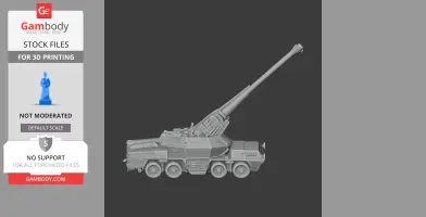 Detailed 3D model of a 155 mm SpGH Zuzana self-propelled howitzer for 3D printing.