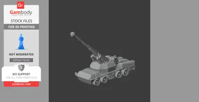 Gray 3D model of a 155 mm SpGH Zuzana military tank with a long barrel.