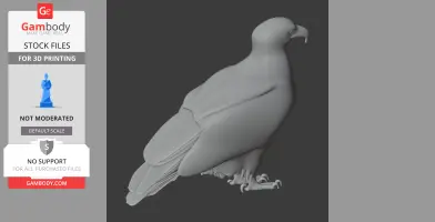 3D model of a bald eagle standing, intended for 3D printing.