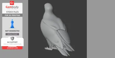 A sleek 3D model of a bird standing upright, showcasing detailed wings and claws, ready for printing.
