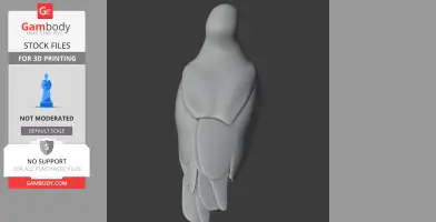 Smooth, abstract 3D model of a bald eagle, viewed from the back, designed for 3D printing.