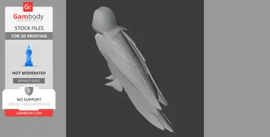 3D model of a barn owl in flight, showcasing streamlined wings and body for 3D printing.