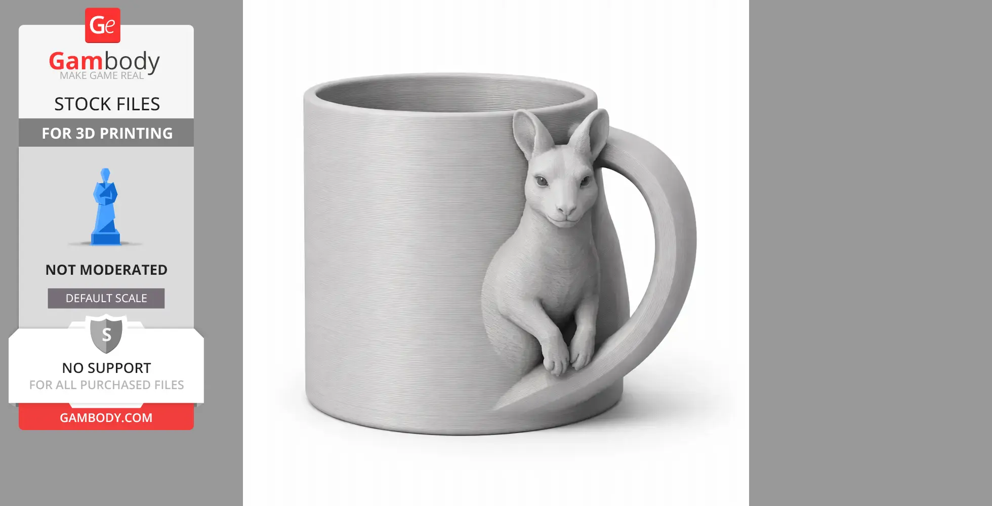 Kangaroo Mug - Animal Wall Hook STL