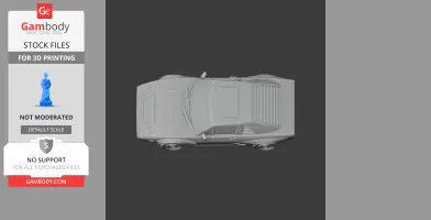 Top view of a detailed 3D model of a classic sports car for 3D printing.