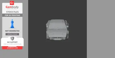 A detailed 3D model of a classic sports car, viewed from the front, designed for 3D printing.