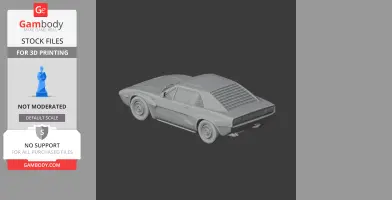 A 3D model of a classic sports car with slotted rear window design, suitable for 3D printing.