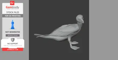 3D model of a Blue-footed Booby, showing detailed bird features, designed for 3D printing.