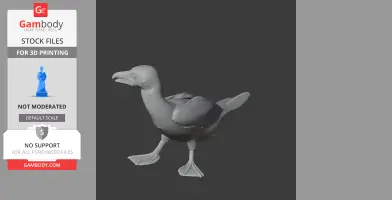 3D model of a Blue-footed Booby with detailed feet and body, designed for 3D printing.