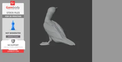 3D model of a bird with distinct feet and detailed feathers, viewed from the side.