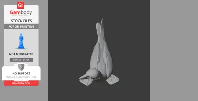 3D model of a bird, possibly a Blue-footed Booby, viewed from above, showing detailed wings and beak.