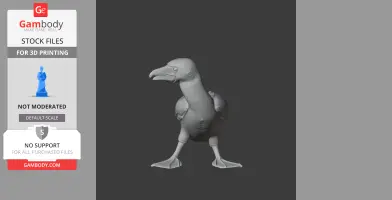 3D model of a bird with large beak and webbed feet, designed for 3D printing.