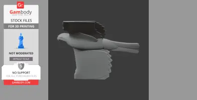 3D model of a prehistoric booted eagle perched, wings partly open, for 3D printing.