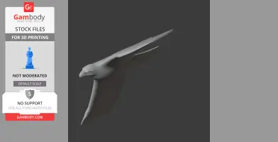 3D model of a prehistoric Booted Eagle in flight, shown in a side view for 3D printing.