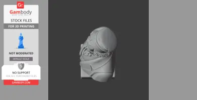 Bust of a historical figure wearing a helmet, viewed from above.